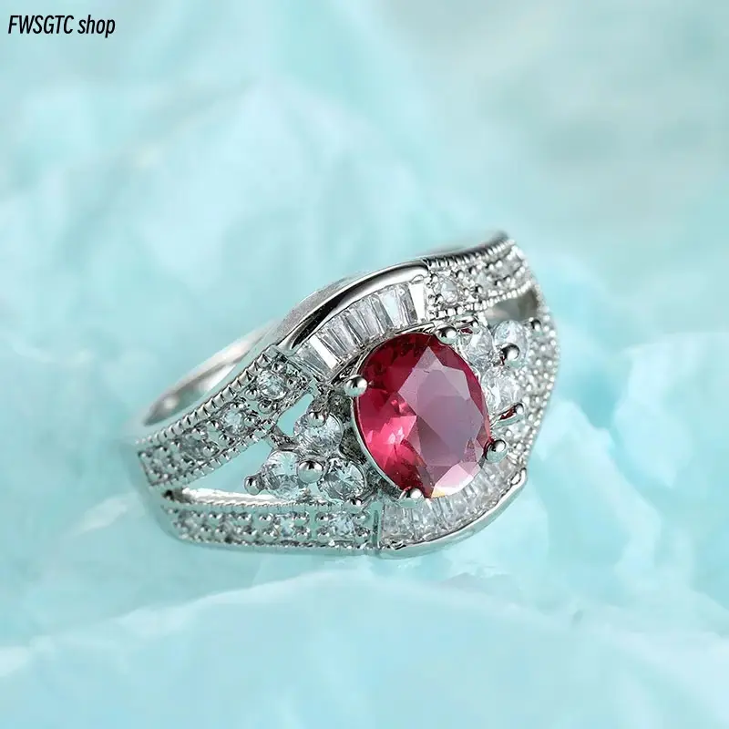 2026 New Arrival Women's 925 Sterling Silver Red Heart Zircon Promise Ring, Simple Fine Statement Jewelry, Elegant Romantic Gift for Wedding & Daily Casual Wear