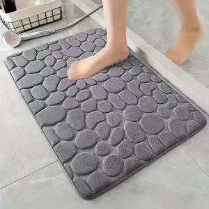 PC Plush Memory Foam Bathroom Mat with Pebble Embossment, Quick Dry Non-Slip, Soft Comfort for Shower and Bath Use