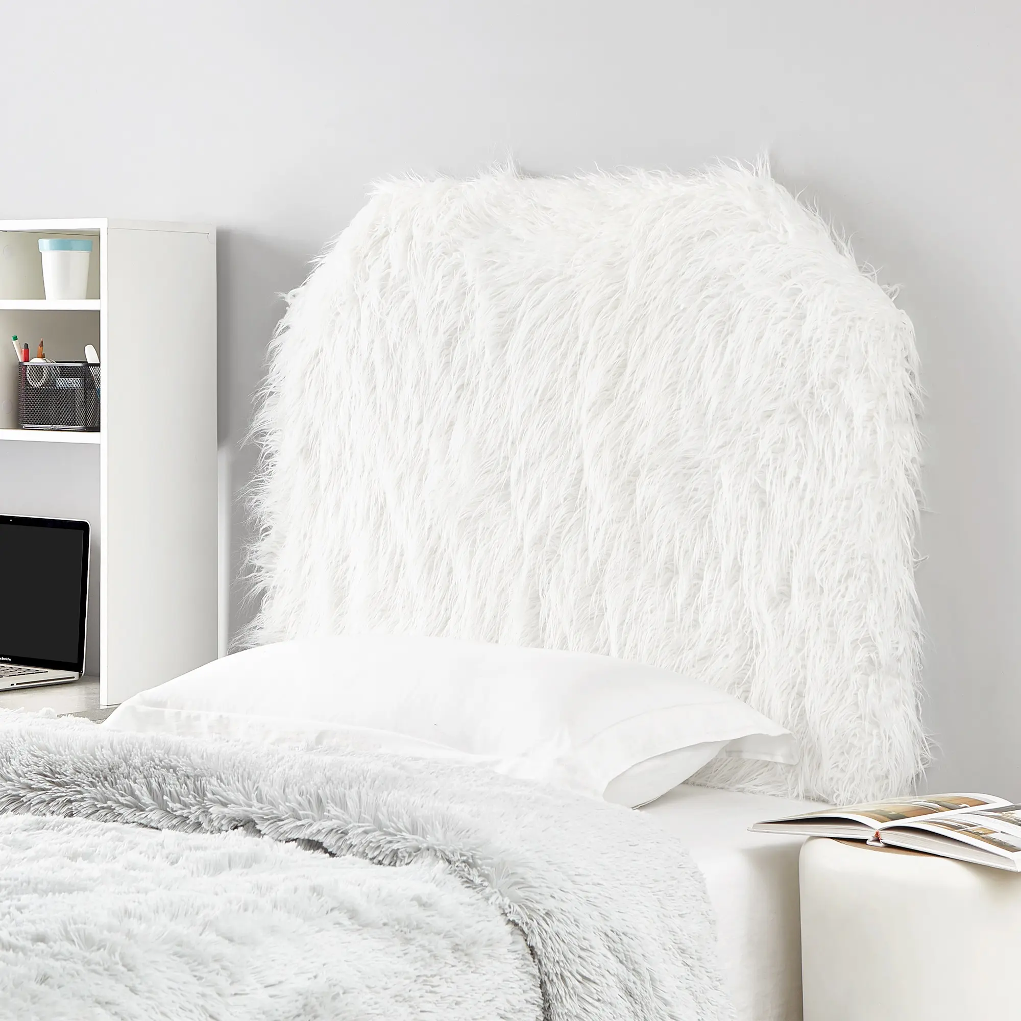 Mo' Unruly Plush College Headboard - White