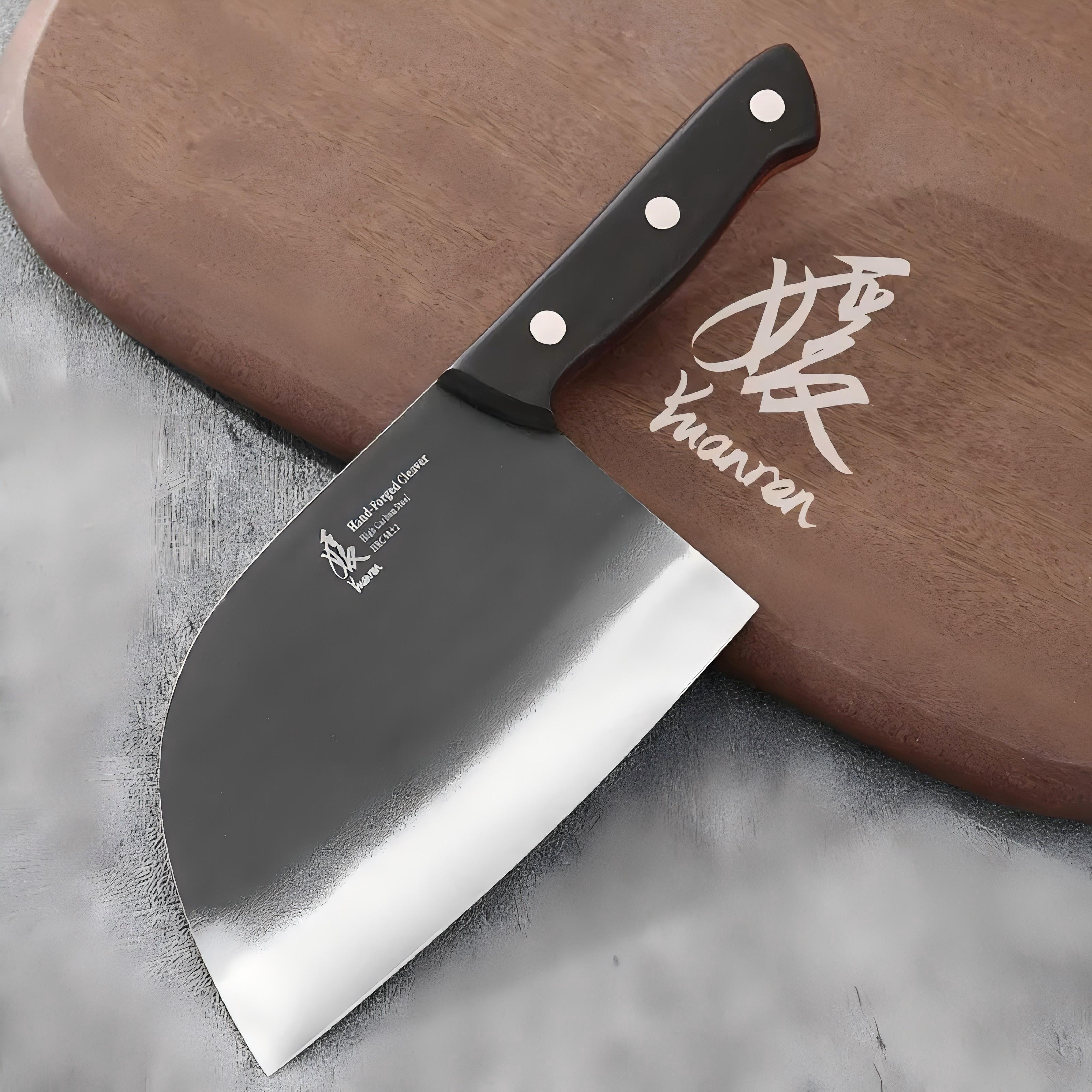 YUANREN 7" Hand-Forged Chef's Knife | High Carbon Steel Chinese Cleaver | 4.6-5mm Heavy Duty Blade | Ideal Gift for Home Cooks