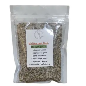 Divine Healing and Self Love Organic Coffee & Herb Detox Bath - Cleanse Toxins, Exfoliate, Radiance Glow, Acne Treatment, Dark Spot Care, Anti-Aging. Comes with Mesh Pouch. Blend Radiant Cleansing Cleanser Cosmetic Body Wash
