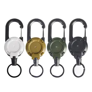 Retractable Keychain 4 Pieces Heavy Duty Carabiner Badge Holder Retractable Badge Reel ID Holder Extendable Key Ring Key Holder Clip
