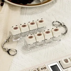 2 Pack Cute Cat Keyboard Fidget Toy – Clicky, Creamy Stress Relief Fidget Clicker Keychain – Quiet Fidget Toys for Adults, Boost Focus & Calm Anxiety at Work, Travel – Ideal Stress