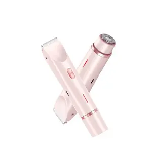 2-In-1 Dual Head Trimmer, Bikini Trimmer for Women 2in1 High Power Epilators Hair Removal Waterproof Electric Razors Women's Electric Razor Pubic Hair Trimmer Shaver for Women for Ladies Pubic, Face, Underarms, Legs (Pink)