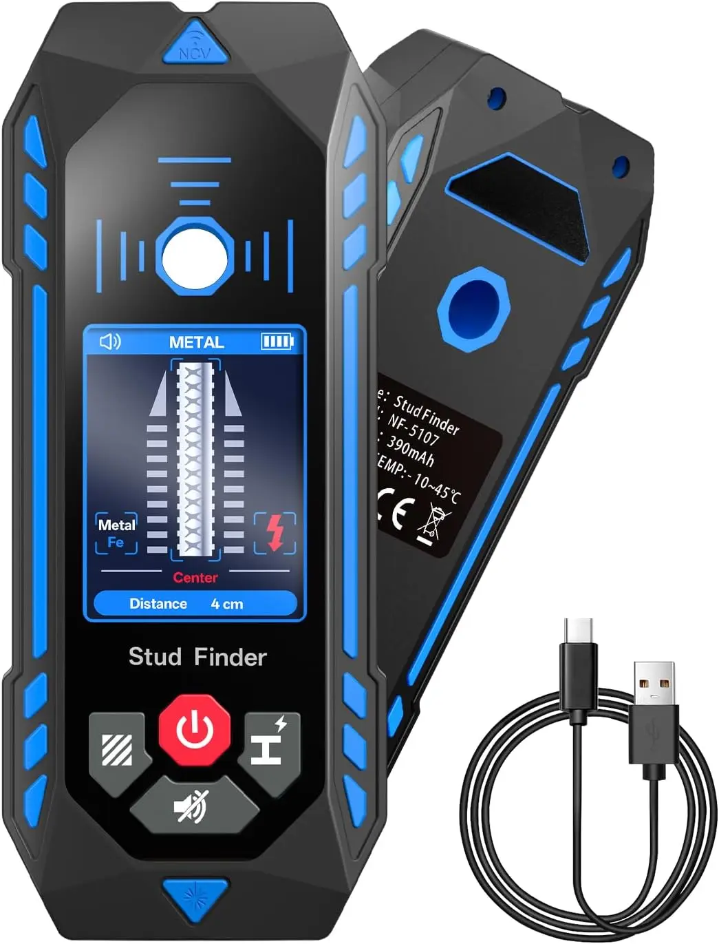 Stud Finder, Rechargeable Wall Scanner with Adjustable Sensitivity LCD Display, Voice Alerts, Deep Scanning - Accurate Electronic Wall Stud Detector for Wood Metal Studs AC Wires Joists Pipes
