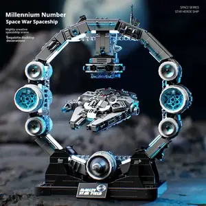 Suspended Millennium Falcon Spaceship Battleship Assembly Building Block Model Ornament Educational Science Boys Toy Birthday Gift For Kids/Adults Fun Gifts