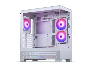 Phanteks XT View Matrix Mid-Tower ATX Gaming PC Case, 600-LED Matrix Display, Tempered Glass Front & Side Panels, USB-C 3.2 Gen2, 3x D-RGB Fans Included, Rear-Connector Ready, Grey White
