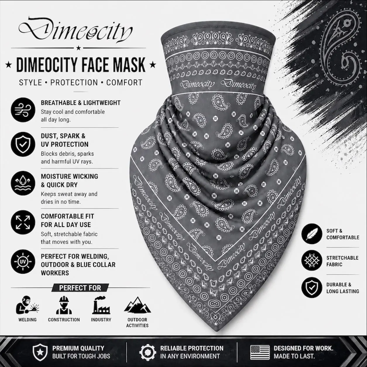 Grey/White Face Mask