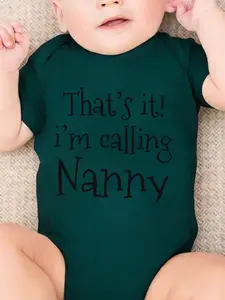 Baby girl newborn cute short sleeved crawling suit "That's it! I'm calling nanny" cartoon print, suitable for both male and female babies, perfect pregnancy gift, baby triangle jumpsuit