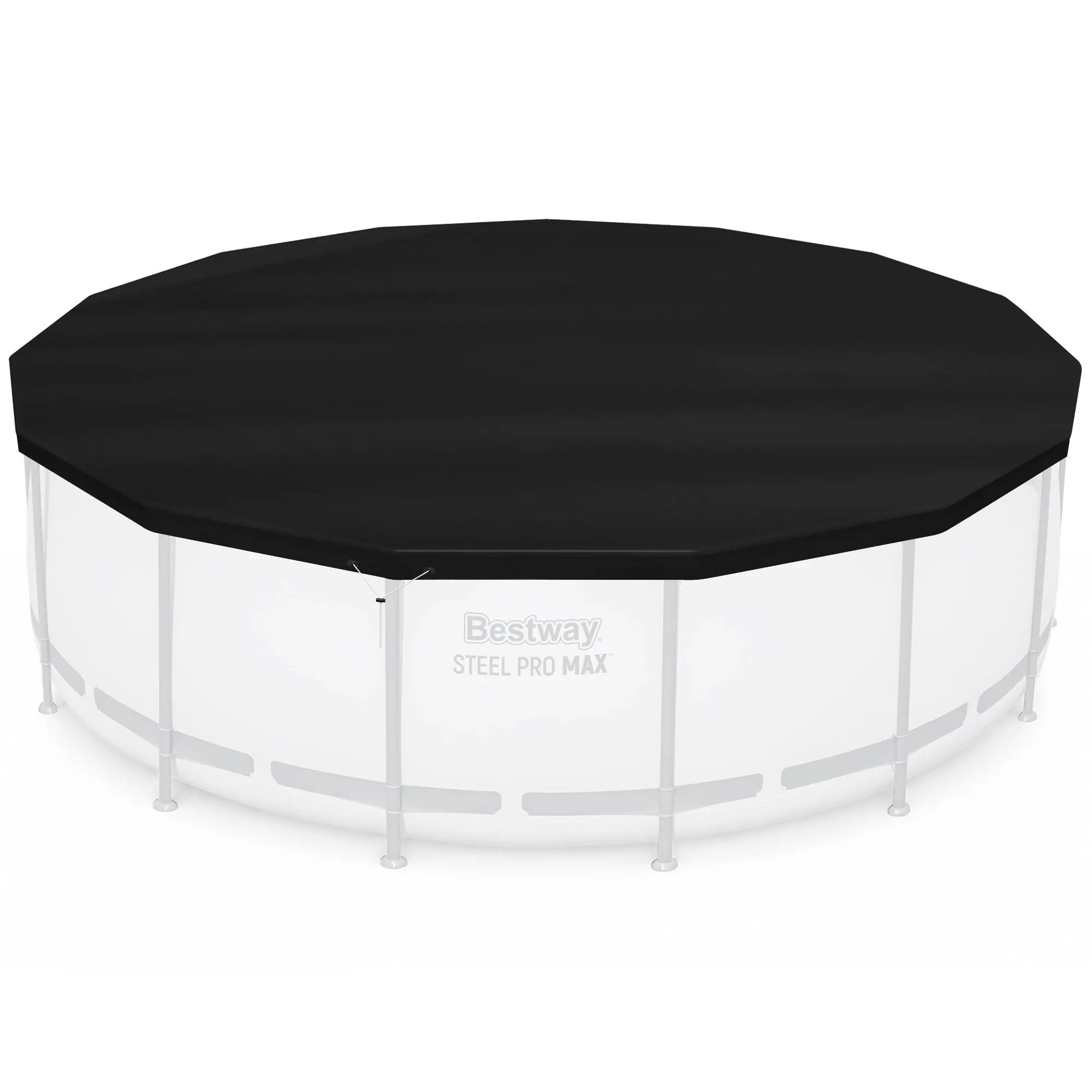 Bestway Round Pool Cover for 15 Foot Above Ground Pools, Black (Cover Only)