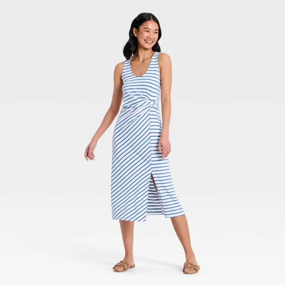 Women's Tie-Front Twist Midi Dress - A New Day