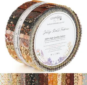Newbrothread&Craftido-15 Options-100% Cotton Jelly Roll Fabric Precut Strips for Quilting, Crafting, and Sewing, 40 Strips 2.5" x 44" Assorted Bundles for Rug, Quilt Project, DIY Craft and Home Decor, Autumn Bounty, mothersdaygift