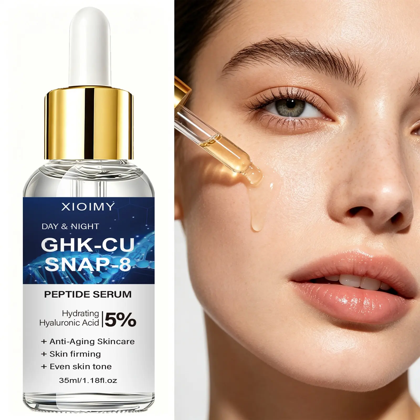 35ML Blue Copper Peptide Essence, Anti Aging Peptides, Anti Aging Formula, Powerhouse Hydrating Facial Moisturizing Serum with Oligopeptide, Niacinamide, Hyaluronic Acid, Firming & Benefits