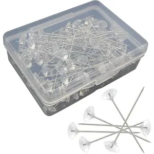 100 count Bouquet Pins Flower Pins Clear Sewing Pins    Pins for Craft Wedding  Decoration, Sliver, ZSZ100