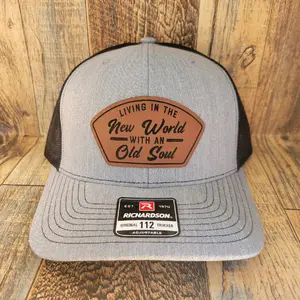 Living in the new world with an old soul leather patch hat cap Baseball Cap