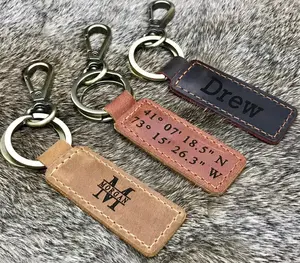 Personalized Leather Keychain - Custom Keychains - Laser Engraved Keychain , Real Leather, Same Day Shipping