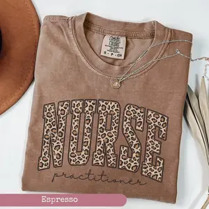 Comfort Colors Leopard Nurse Practitioner Shirt, Pediatric Nurse Shirt, PNP Shirt, Nurse Practitioner Gift for NP, Nursing Practitioner Graphic Tees