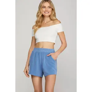Rachel Ribbed Sky Blue Shorts