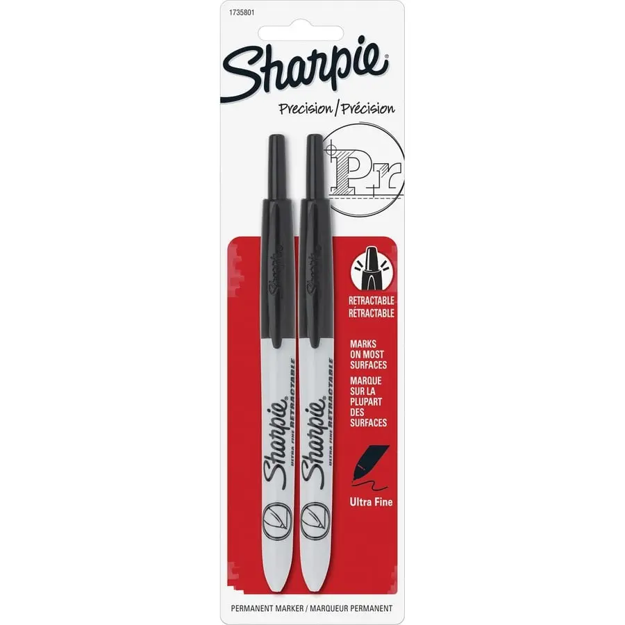 Sharpie Ultra-fine Tip Retractable Markers - Black - Pack of 6