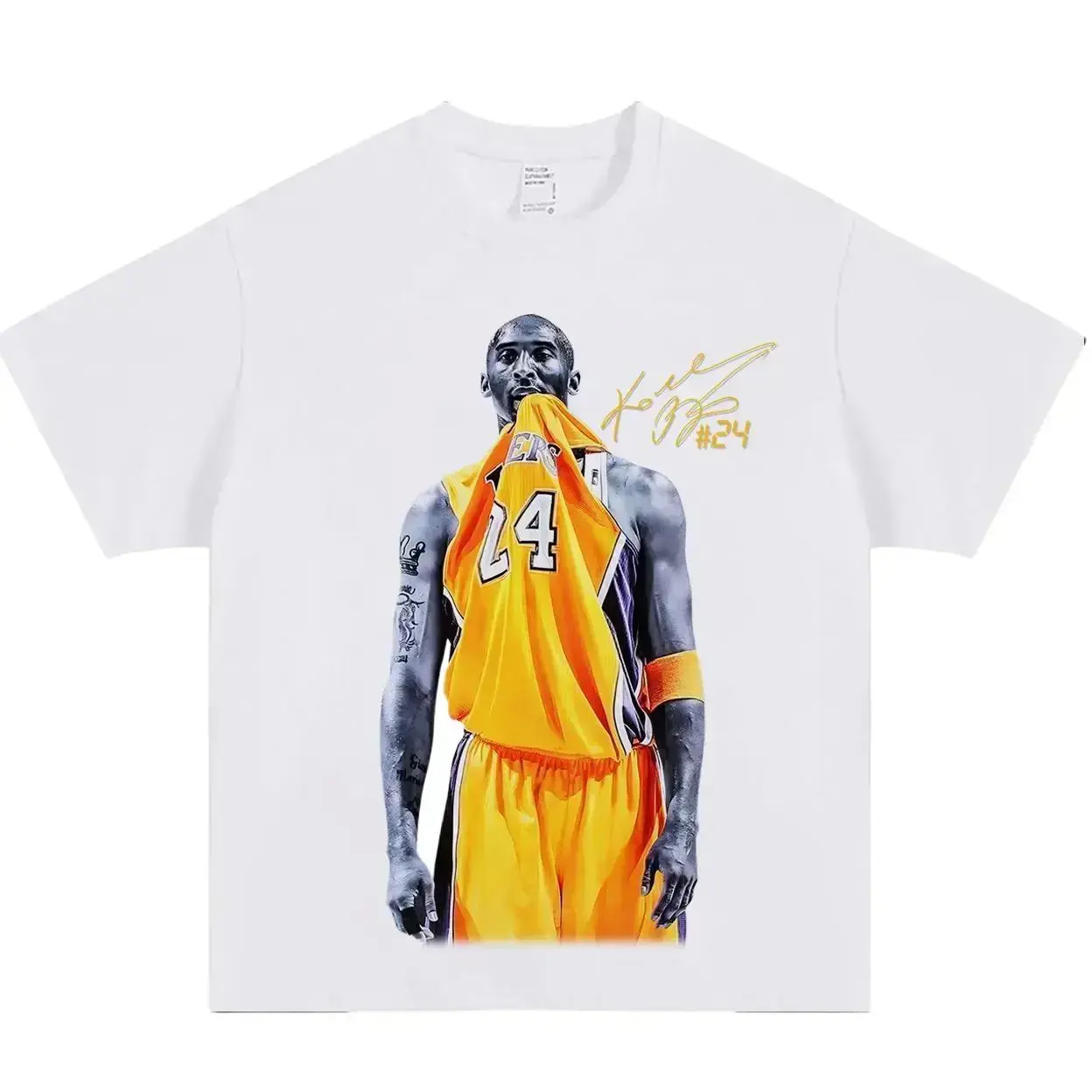 Men's Retro Kobe Bite Shirt Character T-shirt - Signature Pattern T-shirt - Oversized Cotton Casual Summer Street Top,  casual streetwear top humor graphic tee