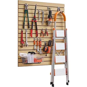 VEVOR Slat Wall Paneling, 4 x 4ft, MDF Garage Slatwall with Modular Design, Natural Slat Wall Easy-to-Install Adjustable Slatwall Panel with Coupling Structure & DIY Cutting, Fit for Storage & Display