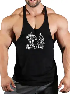 Men's Fitness Tank Top, Graphic Print Sleeveless Training T-Shirt, Quick-Dry Breathable Workout Shirt, Ideal for Running and Gym Training