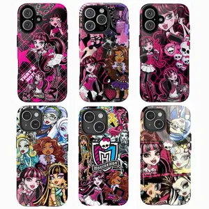 Y-Monster High Cartoon Phone Case,cute phone case,for iPhone 16 15 14 13 12 11 17Pro Max,for Samsung S25 S24 S23 S22 Ultra,Protective Cover,give her/him a gift for Christmas and Thanksgiving