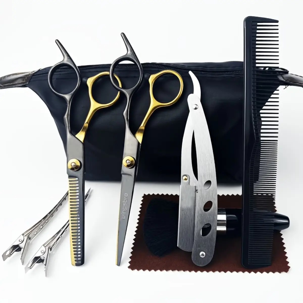 Wingsbro 6.7-inch Complete Barber Scissor Set, Unisex Flat Shears And Thinning Shears