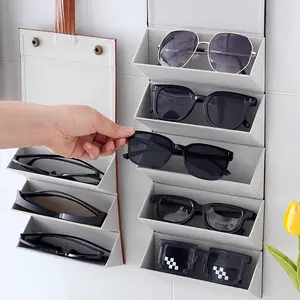 Portable Foldable Storage Leather Eyewear Case - Large Capacity Stylish Sunglasses & Glasses Multi-Link Organizer