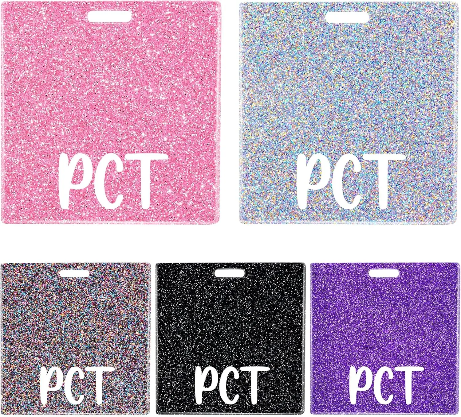 5 count PCT Badge Buddy Card Holder - Nurse  Accessories  Care Tech Glitter  Black Colors Purple Sliver Horizontal ID Name  Tags for   Student Work