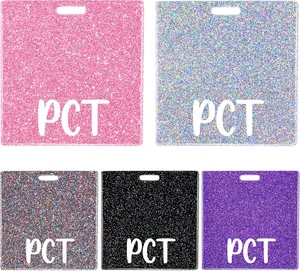 5 count PCT Badge Buddy Card Holder - Nurse  Accessories  Care Tech Glitter  Black Colors Purple Sliver Horizontal ID Name  Tags for   Student Work