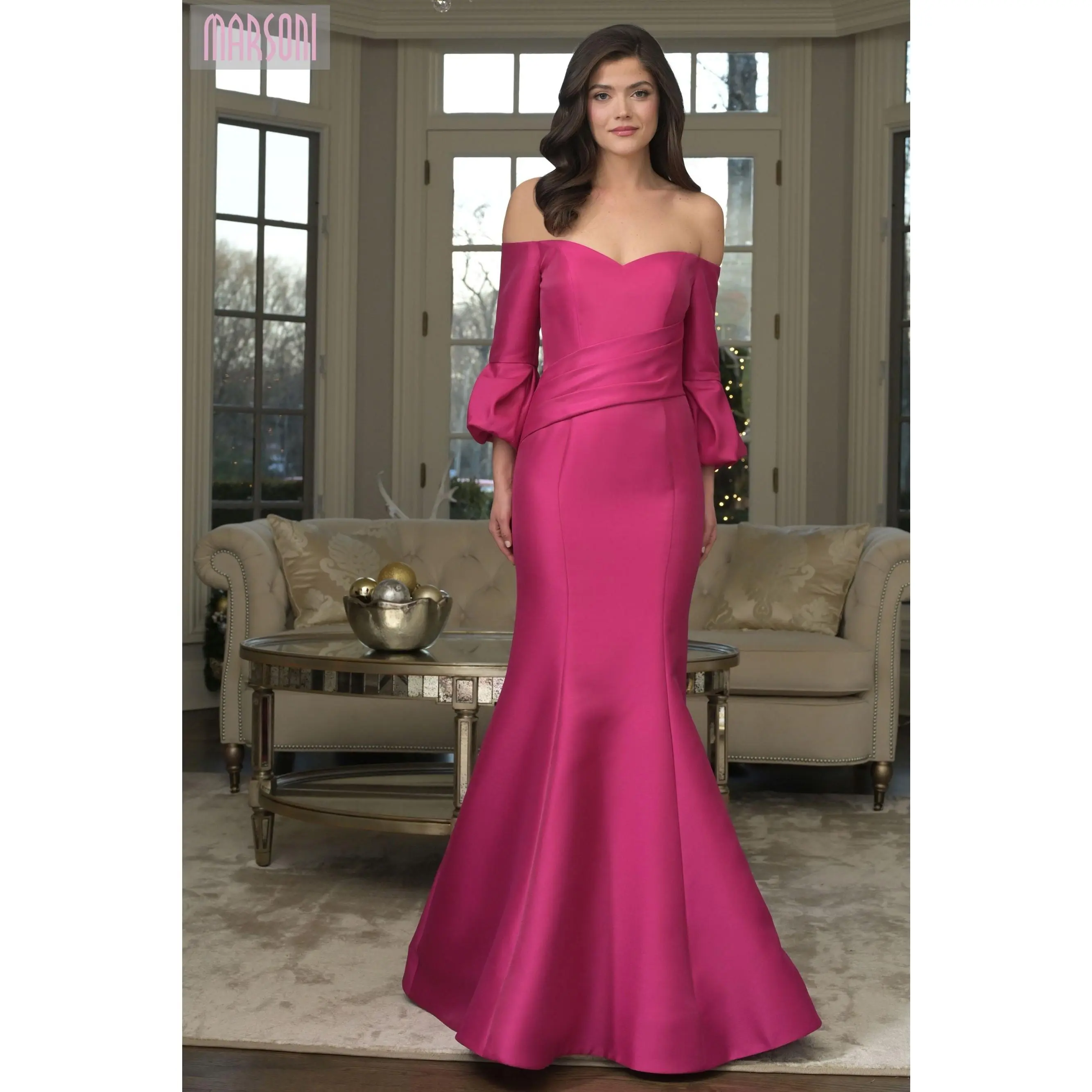 Marsoni by Colors -MV1355 Mermaid Long Off Shoulder Gown
