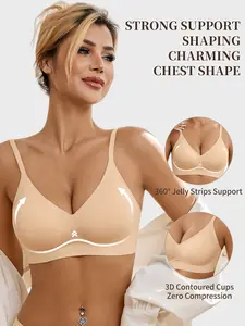 CUTEIO Wireless Jelly Bras for Women No Underwire - S-2XL Seamless Padded T-Shirt Bralette with Support, Comfortable Everyday Bra--BA1047A-2