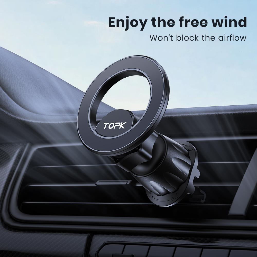 TOPK Mag-Safe Phone Holder Car, Magnetic Phone Car Mount, Air Vent Car Phone Holder with Strongest Magnet, Car Cradle for iPhone