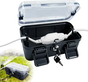 Outdoor Electrical Box with Lock (8.6x4 X2.6 in), Extension Wire Cover, Electrical Waterproof Box IP54,Weatherproof Junction Box for Power Outlets, Timers, Plugs, Holiday Lighting, Black