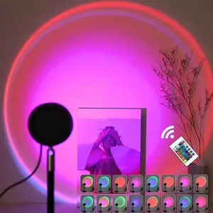 Aozey RGB LED Projector Night Light, Remote Control Dimmable Color Changing Lamp, Adjustable RGB Ambient Lighting for Home Decor