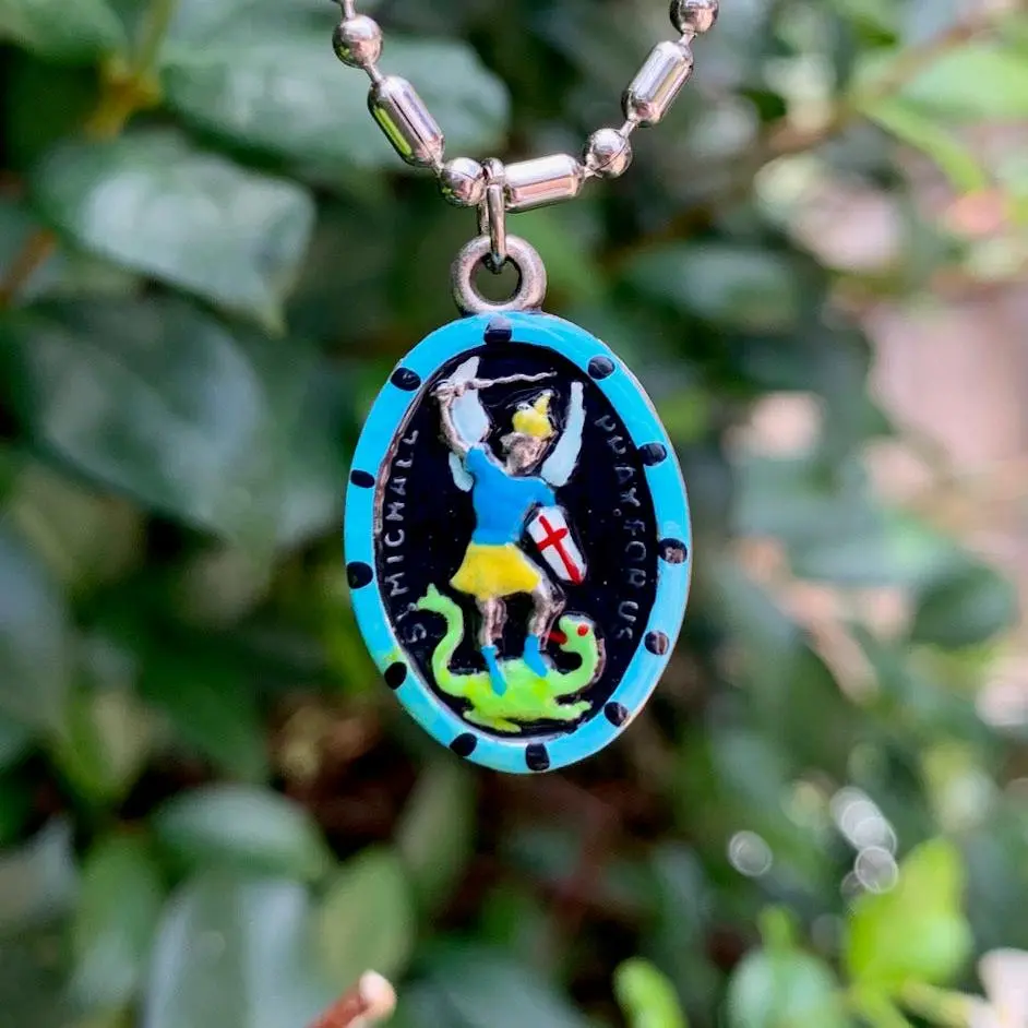 Michael the Archangel, Hand-Painted Saint Medal, Archangel, Heavenly Triumph, Cemetery Preservation