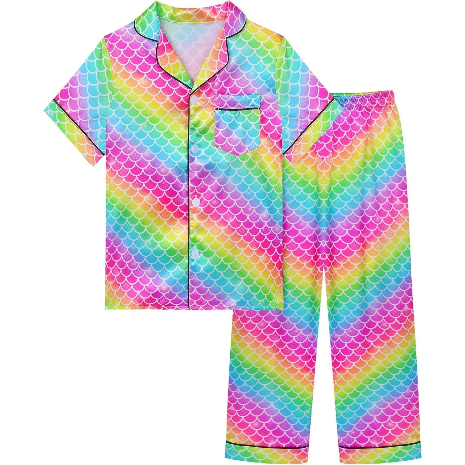 Girls' Rainbow Unicorn Pajama Set, 2-Piece Cozy Toddler Sleepwear with Short Sleeve Shirt & Long Pants, Kids Birthday Gift, Pyjama Set