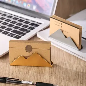 1pc Business Card Holder Metal Stainless Steel Creative Mountain Business Card Holder, Office Desktop Supplies, Desk Accessories, Business Card Holder, Hill Shape, Metal Material, Desk Organizer Tidy, Card Tray