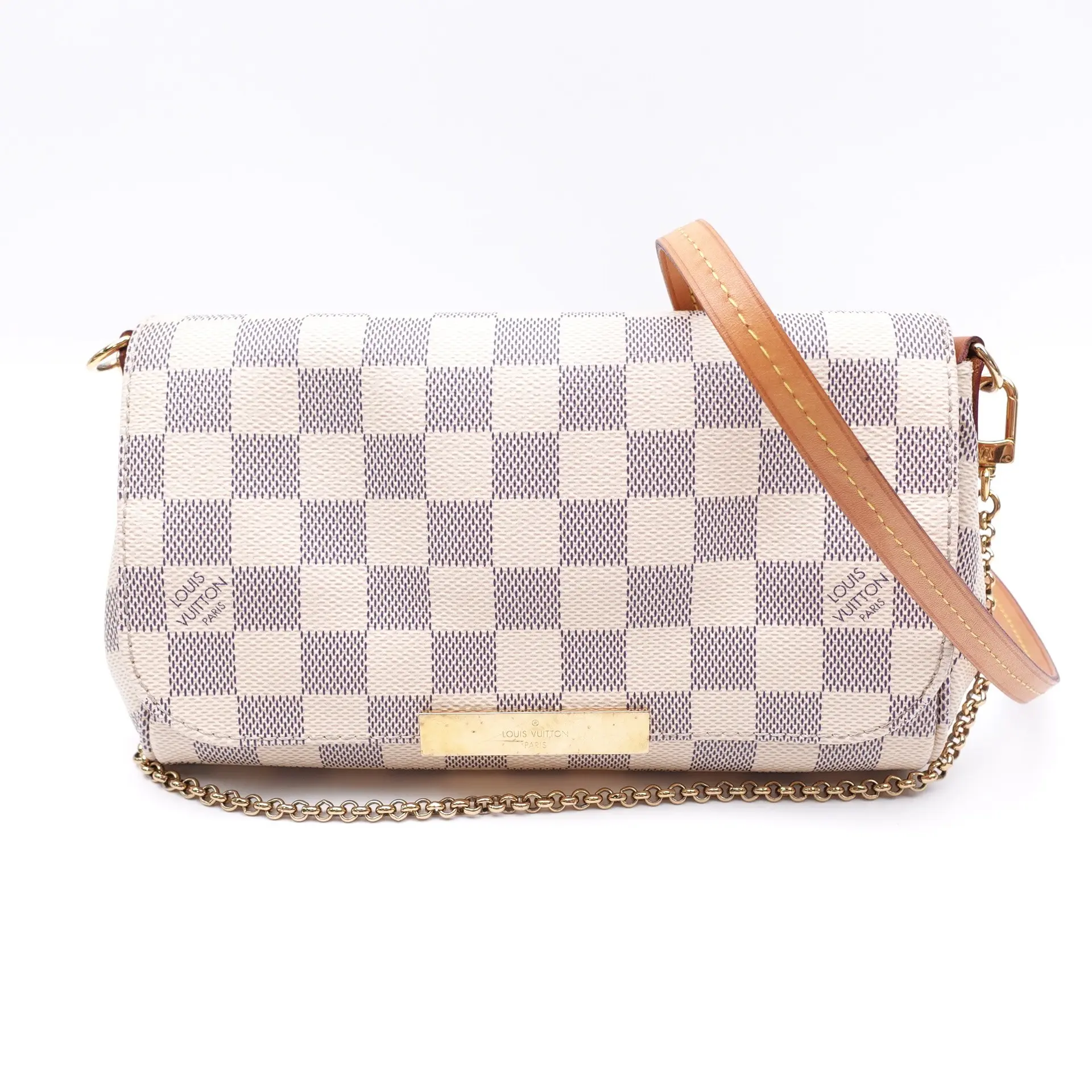 Pre-owned Louis Vuitton Coated Canvas Shoulder Bags Favorite Damier Azur Shoulder Bag T10411542