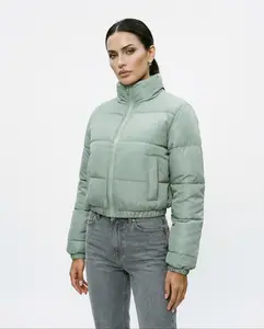 Mercer Cropped Puffer Jacket - Olive Green