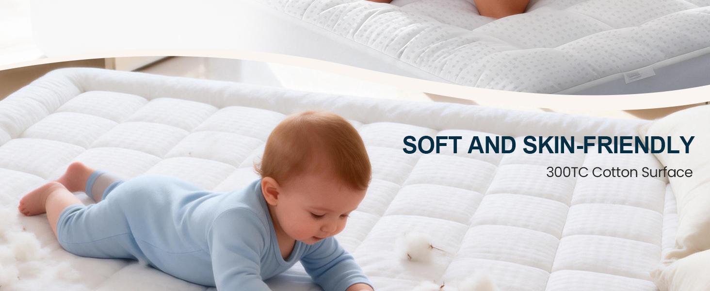 EASELAND Mattress Topper-Cooling Mattress Pad Pillow Top Mattress Cover Quilted Fitted Mattress Protector Cotton Top Stretches up 8-21" Deep Pocket, Machine Washable and Comfortable