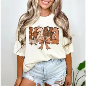Fall Mama T-Shirt, Cute Pumpkin Season Tee for Moms, Thanksgiving Graphic Shirt for Women, Autumn Cotton Top, Funny Mama Fall Outfit Idea, Cozy Gift for Mother or Mom-to-Be