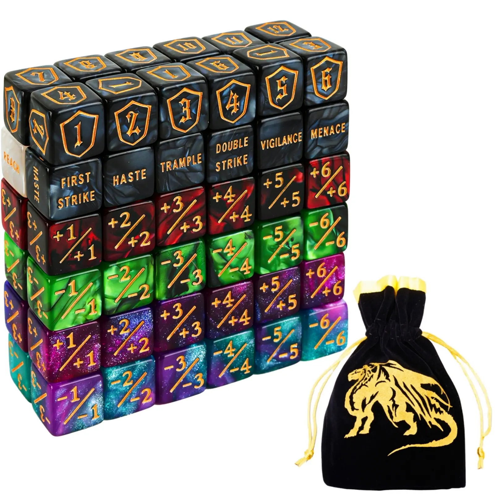 Color MTG Counter Dice Set Keyword Shield Life Counters with Dice Storage Bag, High-Quality MTG Gaming Accessories, Perfect for Collectors & Enthusiasts, Durable Design, Ideal Gift Choice, Polyhedral Dice Set