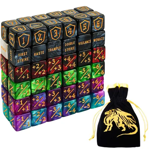 Color MTG Counter Dice Set, Keyword Shield Life Counters with Dice Storage Bag, High-Quality MTG Gaming Accessories, Perfect for Collectors & Enthusiasts, Ideal Gift Choice, Durable Polyhedral Dice Set