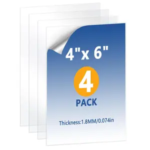 4 Pack 4x6 Strengthened  Glass Sheet for Picture Frame, 0.07 inch (1.8mm) Thick Tempered Glass for 4 by 6 Photo Frame