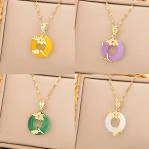 Natural Green Hand Carved Ping'an Clasp Jade Pendant Fashion Boutique Jewelry Men's and Women's 925 Silver Inlaid Necklace