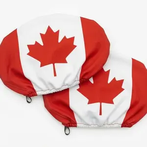 Canada Flag Car Mirror Covers, Universal Fit for Side Mirrors, Patriotic Auto Accessory for Patriotic events, Sports Events, and Parades, Universal Fit, 2 Pack