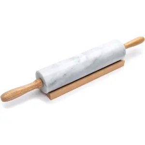 Large Marble Rolling Pin with Wooden Handles - Ideal for Baking, Dough Rolling, and Pastry Making - Elegant Kitchen Tool for Home Bakers, Baking Tools