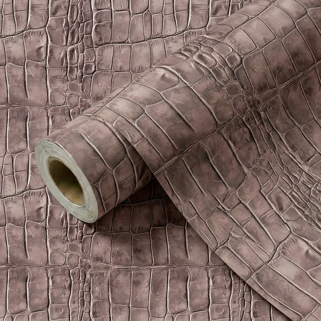 1 Roll 44.5CM(17.5") 3D Embossed Crocodile Texture Peel And Stick Laundry Room Wallpaper, Self Adhesive Removable Waterproof Convenient Installation Vinyl Contact Paper For Wall Cabinet Wardrobe Home Decor